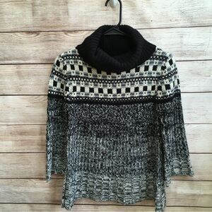 NEW WITH TAGS DECREE COWL NECK SWEATER‎ IN FAIR ISLE PRINT
